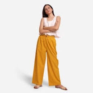 Cotton On golden mustard linen paper bag wide leg pants NWOT size 6